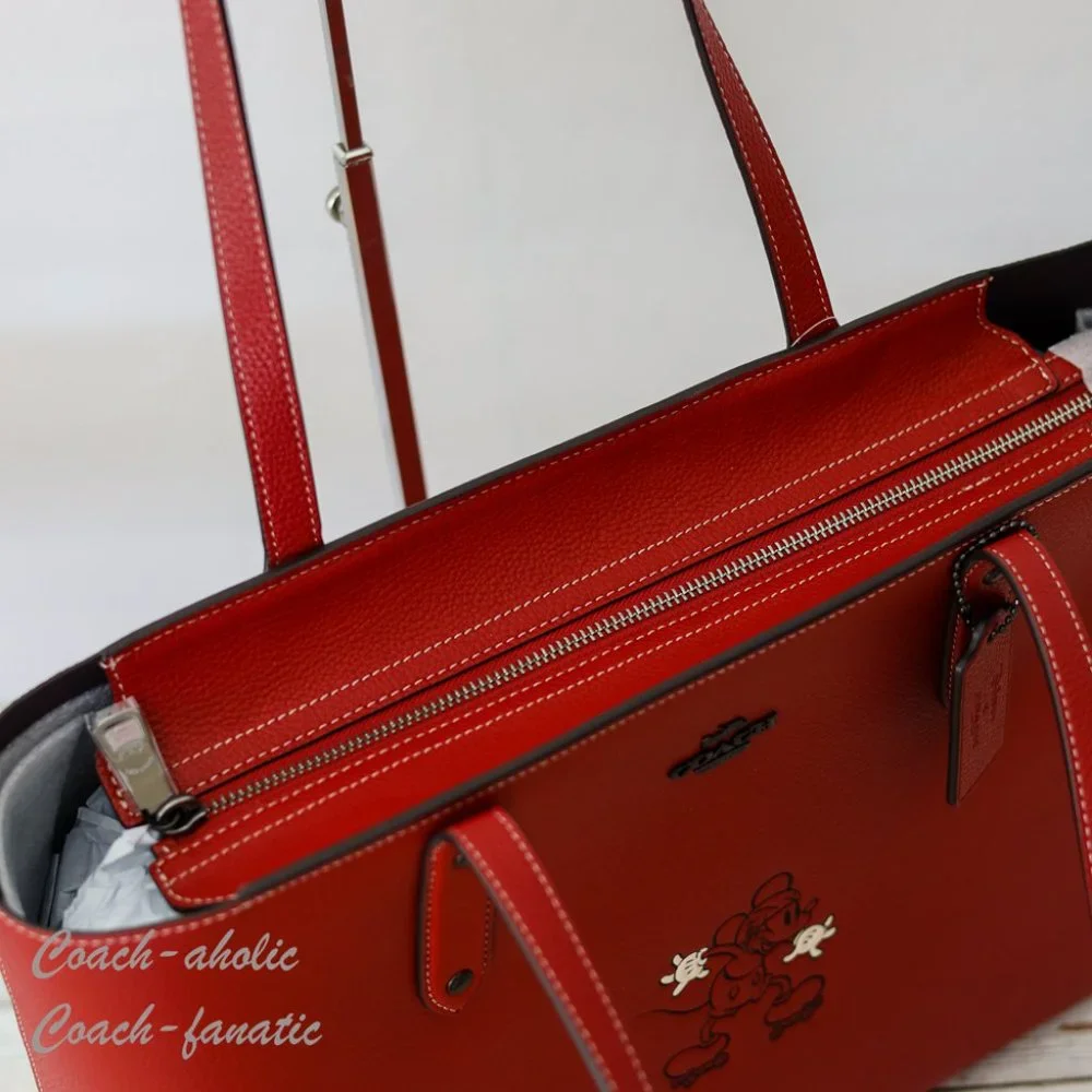 NWT 89975 Disney X Coach Central Tote With Zip With Mickey Mouse Motif in Red - Picture 11 of 12